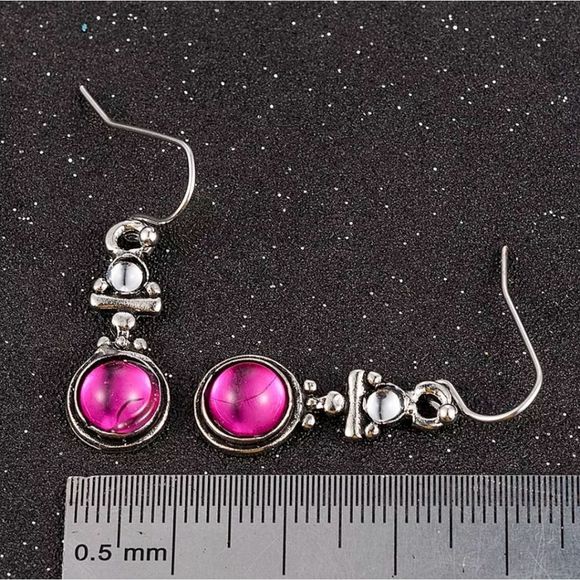 Silver and pink shabby boho chic drop earrings new - Picture 3 of 5